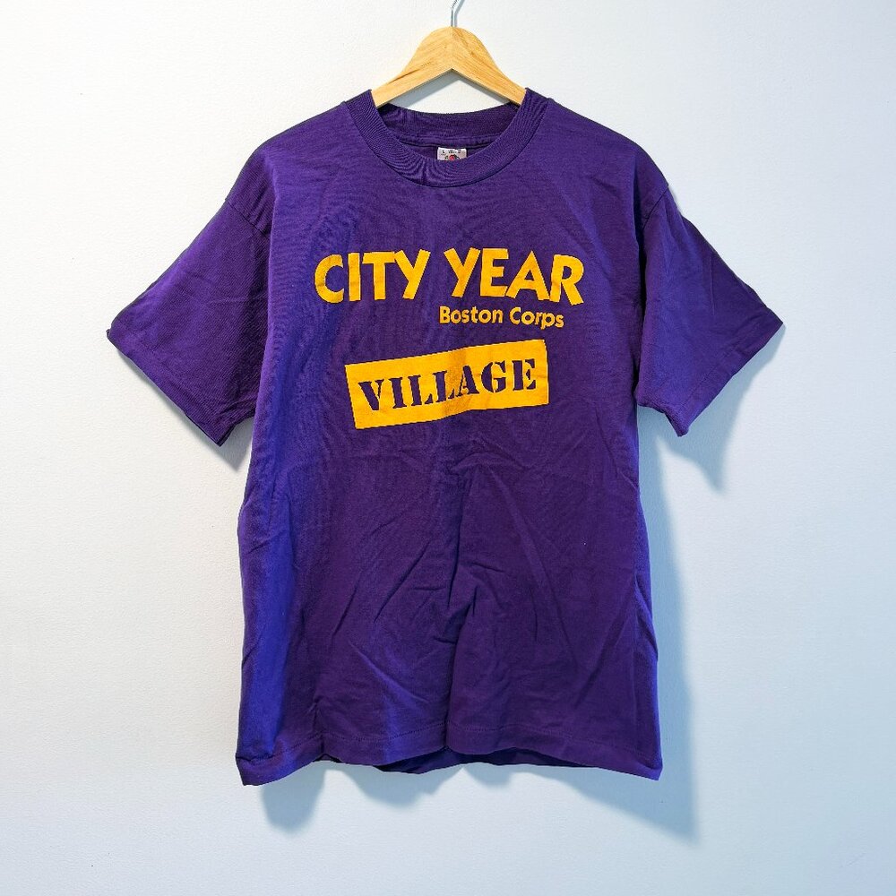 Vintage 90s City Year Boston Corps Purple Graphic Tee L